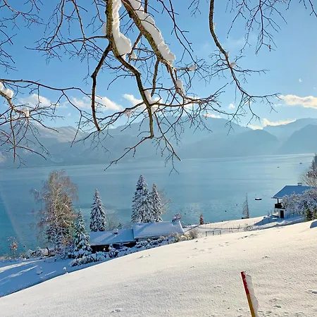 Lägenhet Attersee - Ganzes Ferienhaus, Seeblick, Kamin, Sauna